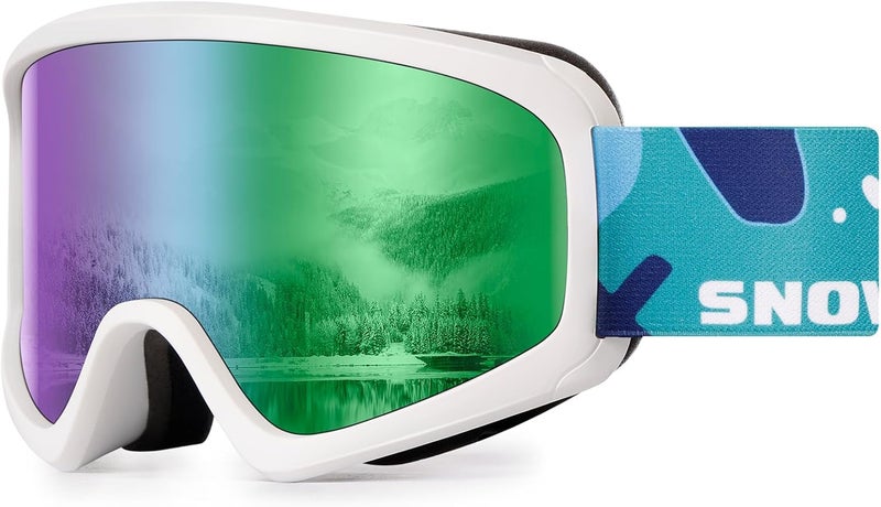 Snower Kids Ski Goggles, Anti-Fog Snow Goggles with OTG Design, 100% UV Protection, HD Lens for Kids Boys Girls - Image 1